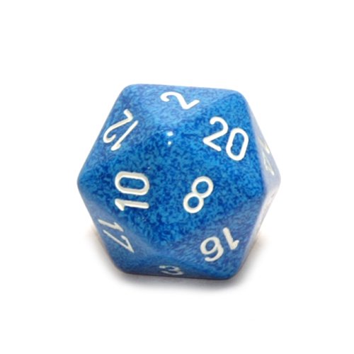 Jumbo d20 Counter - Speckled 34mm Dice: Water with White