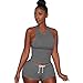 OVERMAL Women 2 Piece Set Sleeveless Split Casual Short Pants Casual Outfit Sportswear (L, Gray)