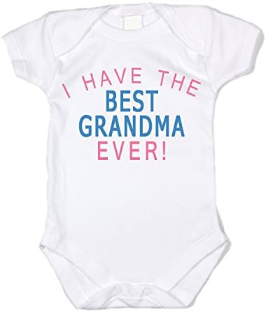 RoyalT Wardrobe "Best Grandma Ever"100% white cotton baby bodysuit unisex (6-12)