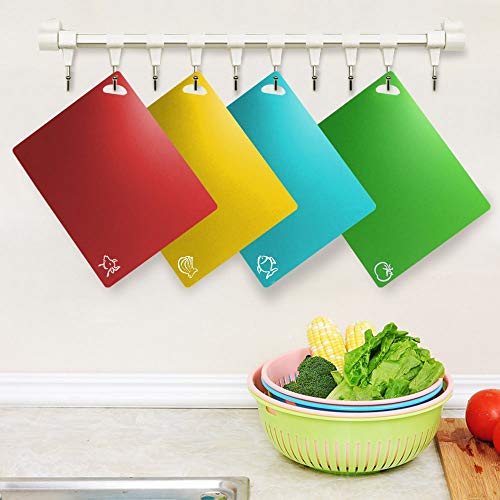 image for NIROLLE Flexible Plastic Cutting Board Mats Set, Colored Kitchen Mats 
