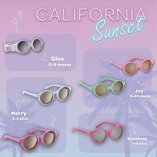 , Gafas de sol para niño 2-4 años, 100% Protección UV - CAT 3, Protección lateral, Confort óptimo, Patillas ajustables 360°, Merry, Azul perla
