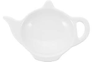 Hemoton Ceramic Tea Bag Coaster - 4.52 Inch White Seasoning Dish for Tea Bags and Sauces - Versatile Kitchen Accessory for Lovers