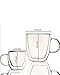 Double Wall Insulated Glass Coffee Mugs Set of 2 with Large 14oz and Small 4.5oz. With Handles for Espresso, Tea, Cappuccino, Hot Chocolate. Durable, Safe, Professionally Packed