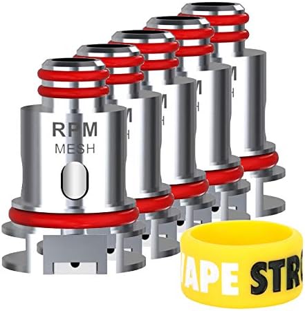 SMOK RPM40 Kit RPM Replacement Coils or Spare Pod Pods & VAPESTRONG Band Bundle (5X RPM Mesh Coils - 0.4 Ohm)