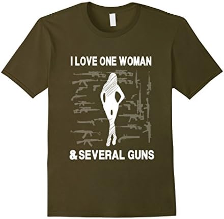 Men's True Man Love One Woman And Several Guns T-Shirt 3XL Olive