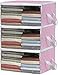 Simple Houseware 3 Pack Foldable Closet Organizer Clothing Storage Box with Clear Window, Pink