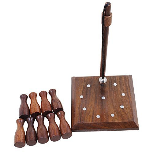 Bar Skittle Bowling Set 8" Pole Height Classic Wooden Indoor Board Game Handcrafted Group Playing Game Family Fun