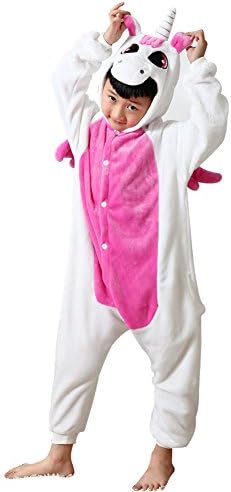 Missbleu Children's Pajamas Animal Cosplay Costume Kids Onesie Pink Unicorn Size 130