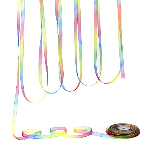 Md trade 60 Yards Rainbow Organza Ribbon Satin Ribbon for Gift Wrap, Wedding Decoration, Hair Bows - Thumbnail 5