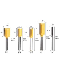 Bestgle Straight Dado - Juego de brocas fresadoras de madera de carburo para carpintería, vástago de 1 4 pulgadas