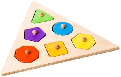 Wooden Geometric Shape Color Peg Puzzle - Montessori Toy (Handmade in Europe)
