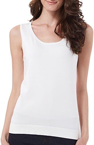 August Silk Womens Solid Ribbed Shell Tank Top Medium White