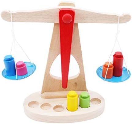 NYAOLE Wooden Balance Scale Toys Children's Math Teaching Aids Kindergarten Early Education Weighing Toys for Toddler Boys Girls