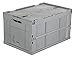Mount-It! Collapsible Plastic Storage Crate, Folding and Stackable Utility Distribution Container with Attached Lid, 65L Liter Capacity, Pack of 1