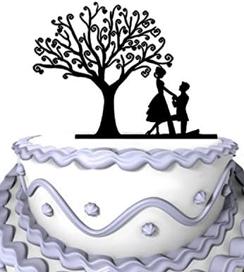 Meijiafei Wedding Cake Topper - Will You Marry Me Cake Topper Under the Tree for Rustic Wedding - Party Supplies