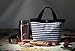 Flowertree Women's Waterproof Canvas PVC Coated Lunch Tote Bag Black & White Stripes +Box Package