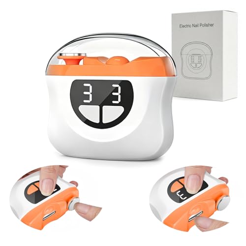 Tagliaunghie Elettrico Tagliaunghie per Piedi, 3 in 1 Tagliaunghie Automatico con LED, Tagliaunghie Elettrico Portatile per Unghie con 3 Velocità, Nessun Rumore, per Neonati, Adulti, Anziani-Orange
