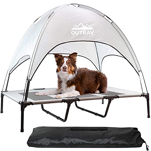 Outrav Pet Cot with Canopy Shade Tent & Carry Along Travel Bag