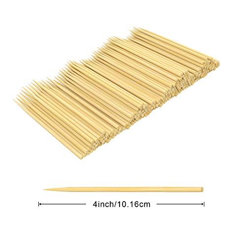 CandyHome Natural Bamboo Skewers BBQ Bamboo Sticks for Shish Kabob, Appetizer, Vegetables, Cheese, Fruit, Corn and More Food, 4 inch 200 Pcs - Thumbnail 2