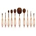 NEXGADGET 10pcs Professional Oval Toothbrush Makeup Brushes Set Foundation Contour Powder Blush Eyeliner Blending Brush New Fashionable Super Soft Cosmetic Brushes Tool Set with Box(Gold)