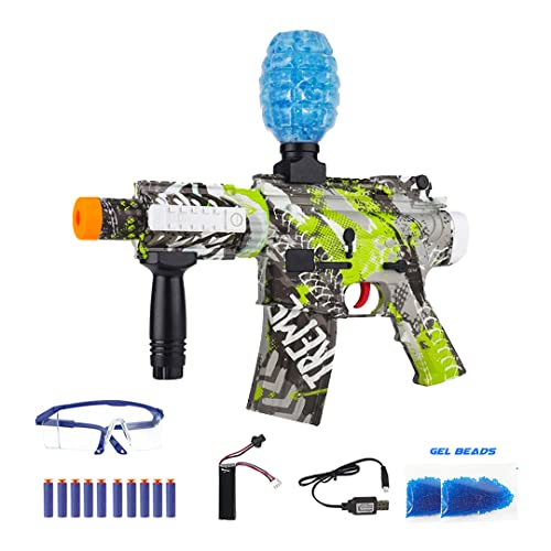 Arlee Granger Electric with Gel Ball Blaster M416, Eco-Friendly Splatter Ball Blaster Automatic, with 1500+ Water Beads and Goggles, for Outdoor Activities - Shooting Team Game, Ages 12+, Green