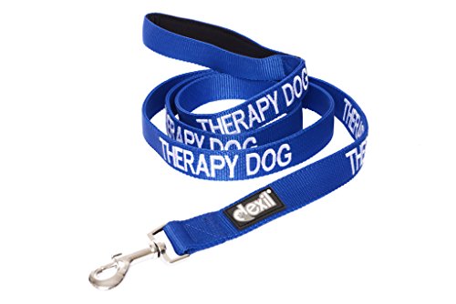 Dexil Limited Therapy Dog Blue Color Coded 2 4 6 Foot Padded Dog Leash Prevents Accidents by Warning Others of Your Dog in Advance (6ft)