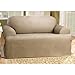 SureFit Cotton Duck T-Cushion Chair Slipcover, Linen