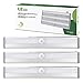 LE LED Closet Light, 10-led Motion Sensing Under Cabinet Lighting, Wireless Stick-on Anywhere Stair Lights, LED Light Bar with Magnetic Strip, Battery Operated, 3000K Warm White, Silver, 3-Pack