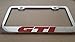 Volkswagen Golf GTI Red Vinyl Decal Cut on Chrome Metal License Frame with screw caps included