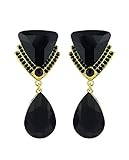 Triangular & Teardrop Gemstone Fashion Clip On Dangling Earrings