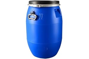 Water Storage Barrel, Large Plastic Blue Open Top Storage Barrel Drum keg, Water Storage Containers, Food Grade Plastic Conta