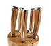 La Cote 5 Piece Chef Knives Set Japanese Stainless Steel Wood Handle with Block (5 PC W/Block (Olive Wood))