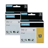 2-Pack Compatible Industrial Label Tapes Replacement for DYMO 18445 Permanent Vinyl 3/4" Tapes for DYMO Rhino 4200, 5000, 5200, 6000 Industrial Label Maker, Black on White, 3/4 Inch x 18 Feet