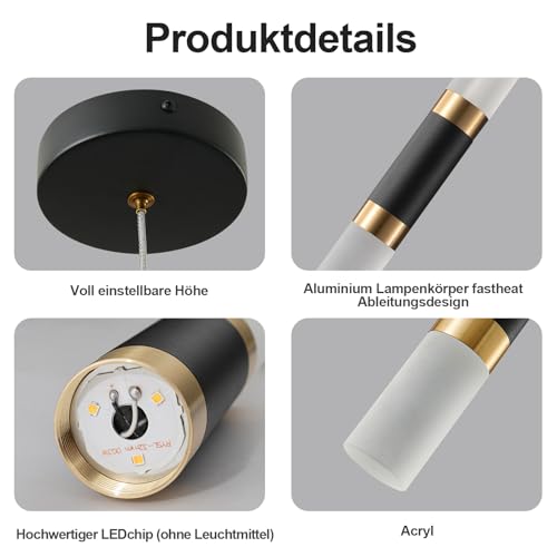ZYBWL Modern LED Pendant Light Black Gold Height Adjustable Small Pendant Lamp Mini Lamp For Dining Room Living Room Bedroom Bar Kitchen Living Room(3-Pack)
