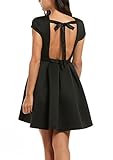 Zeagoo Women Sexy Cap Sleeve Backless Skater Pleated Cocktail Party Dress