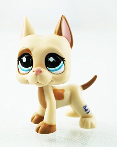 2'' Great Dane Dog Tan Cream Pink Ear Kids Toys Littlest Pet Shop LPS 1647