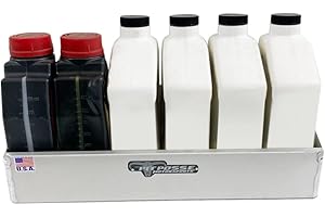 Pit Posse 563 Oil Shelf Caddy Six Bottle Rack Holder- Made in USA - Holds 6 Quarts of Automotive Motor Engine Oil - Enclosed Race Trailer Shop Garage Aluminum Storage Organizer (Silver)