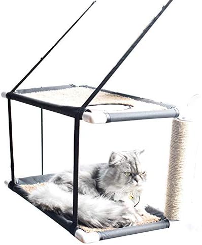 Pozodul Dual-Layer Cat Window Hammock Stable Metal Frame with Sucker Window Mounted Cat Bed