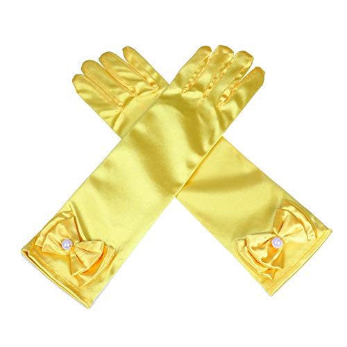 Lusiyu Girl Solid Color Long Elbow Length Formal Pageant Glove (Yellow)