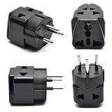 OREI 2 in 1 USA to Israel Travel Adapter Plug (Type H) - 4 Pack, Black