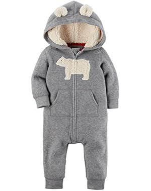 Baby Boy's Hooded Brushed Fleece Jumpsuit Newborn
