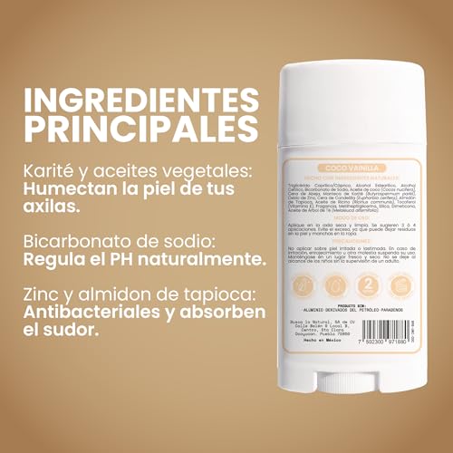 NaturalDry Desodorante Natural que SÍ FUNCIONA | Delicioso aroma Coco Vainilla | Sin Aluminio | Sin Parabenos | Desodorante Mujer | No macha la ropa | Protege del mal olor hasta 24 Horas | 50 G (3 Unidades)