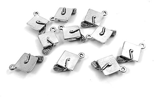 Set of Ten (10) Pewter Graduation Cap Charms
