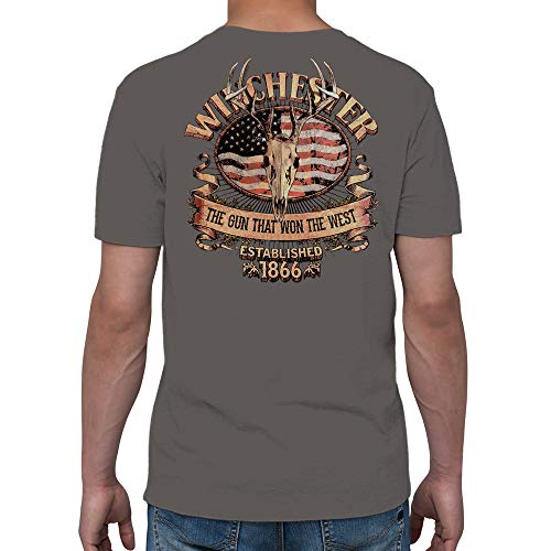 Winchester Official Men's Southern Rebel Skull Graphic Short Sleeve Cotton T-Shirt (5XL, Charcoal) - Thumbnail 2