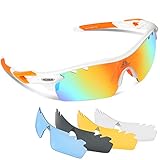 HODGSON Polarized Sports Sunglasses with 5 Interchangeable Lenses for Men Women Cycling Baseball Running Glasses, TR90 Unbreakable -Orange