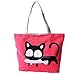 Meiyiu Women Girls Casual Satchel Cute Cat Patttern Handbag Single Shoulder Canvas Bag Purple