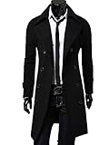 Kalanman Men's Winter Slim Double Breasted Overcoat Long Trench Coat Jacket