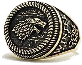 Siamhandmade2014 House Stark Direwolf Ring, Game of Thrones Ring, Wolf Ring, Winterfell Men Ring Brass Jewelry B-11