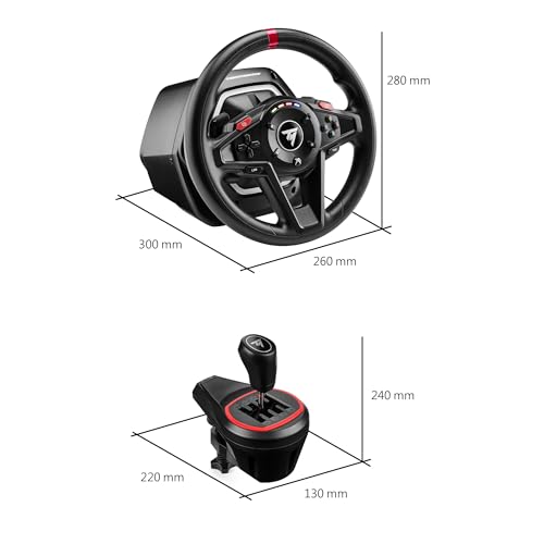 T128 Shifter Pack - Kit de Volante de Carreras y Palanca de Cambios TH8S para Xbox Series X|S, Xbox One y PC (Force Feedback Dinámico, LEDs de Velocidad, 8 Marchas) Negro