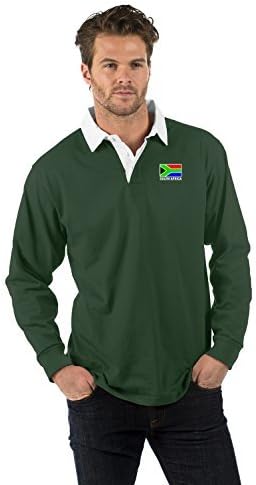 Bruntwood South Africa Flag Long Sleeve Rugby Shirt - Colour Bottle Green - XS to 2XL